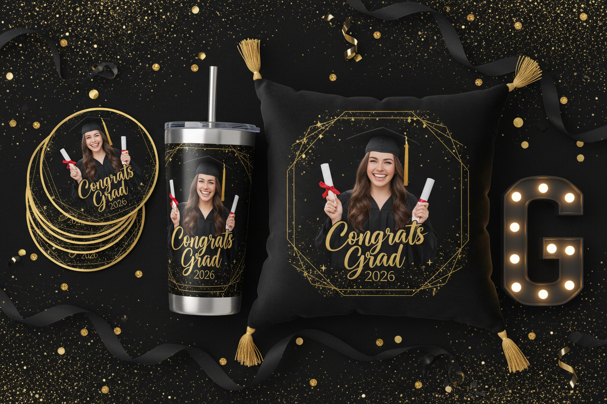 Black Gold Custom Photo Grad Set