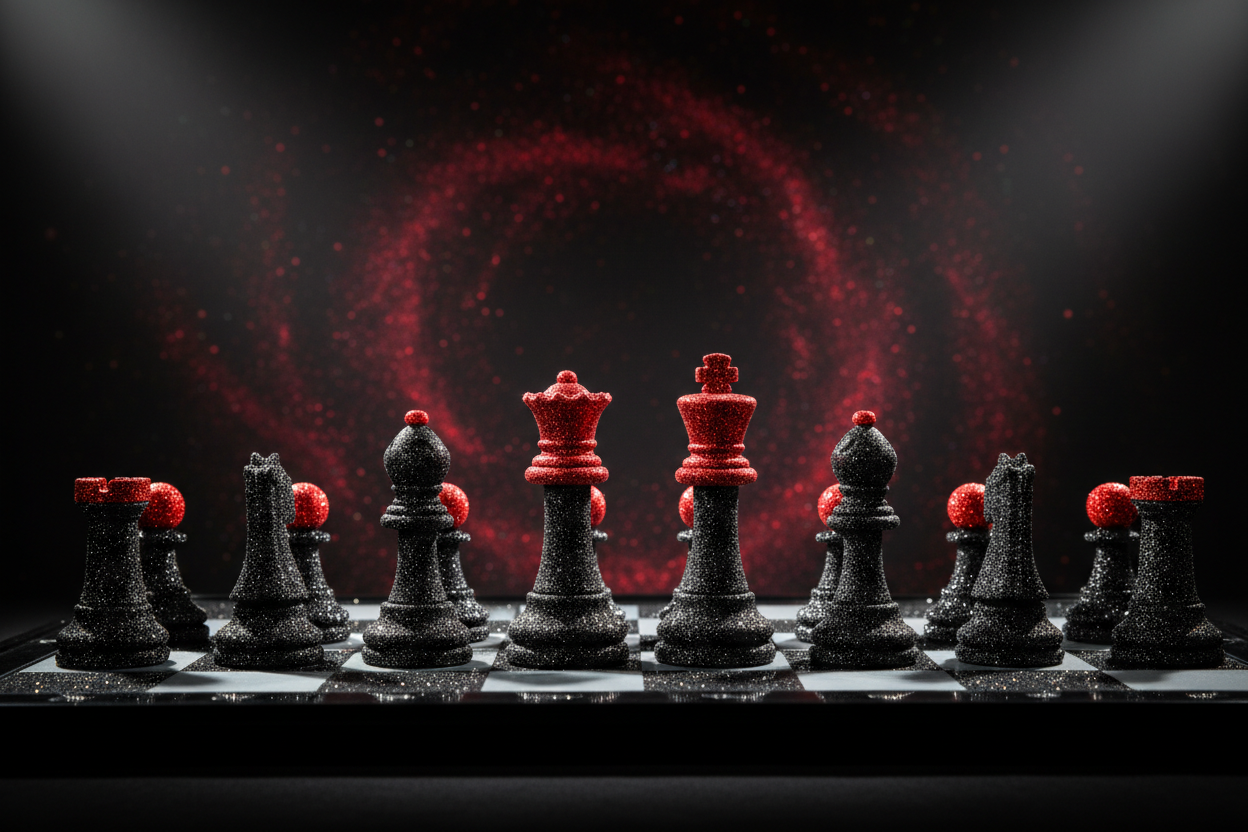 Black Red Glitter Chess