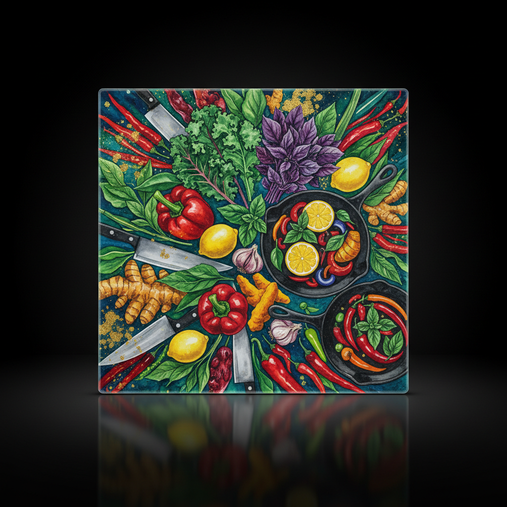 Bold Square Kitchen Glass Cutting Board