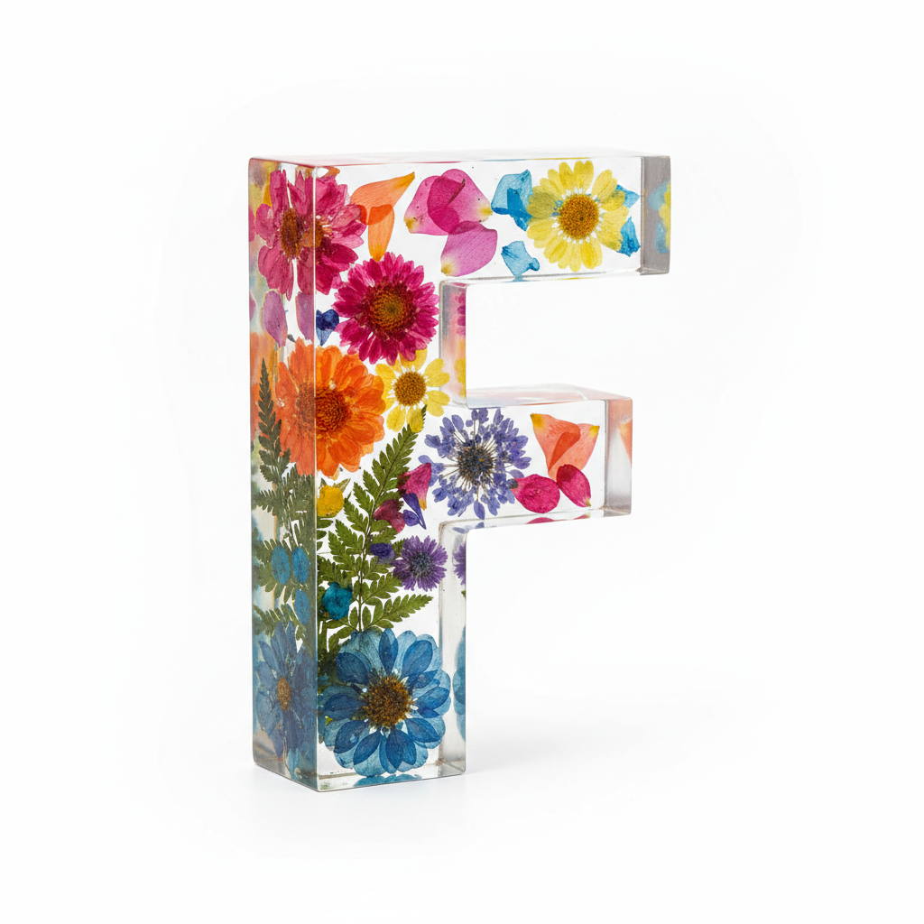 F - Flowers Resin Letter