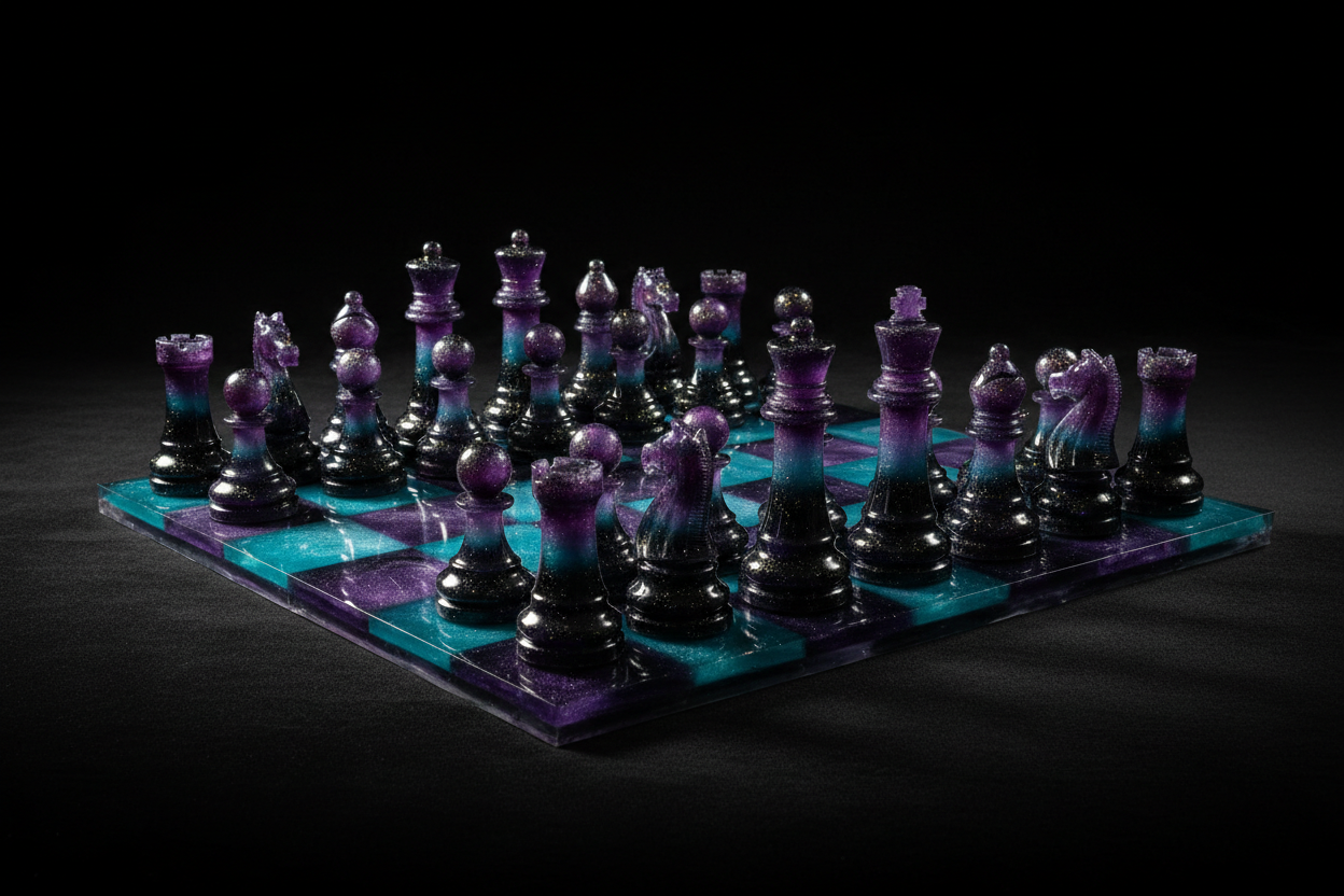 Galaxy Swirl Resin Chess Set