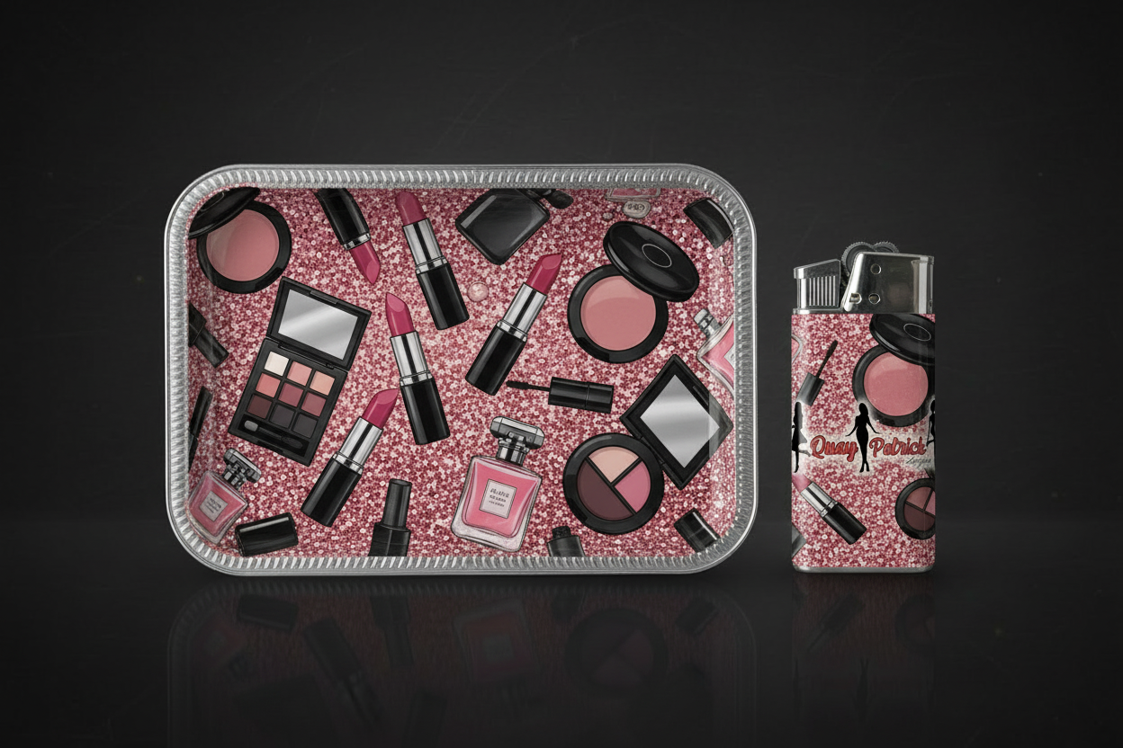 Custom Aluminum Tray & Matching Lighter Set