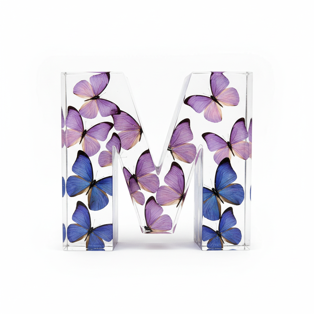 M - Butterfly Resin Letter