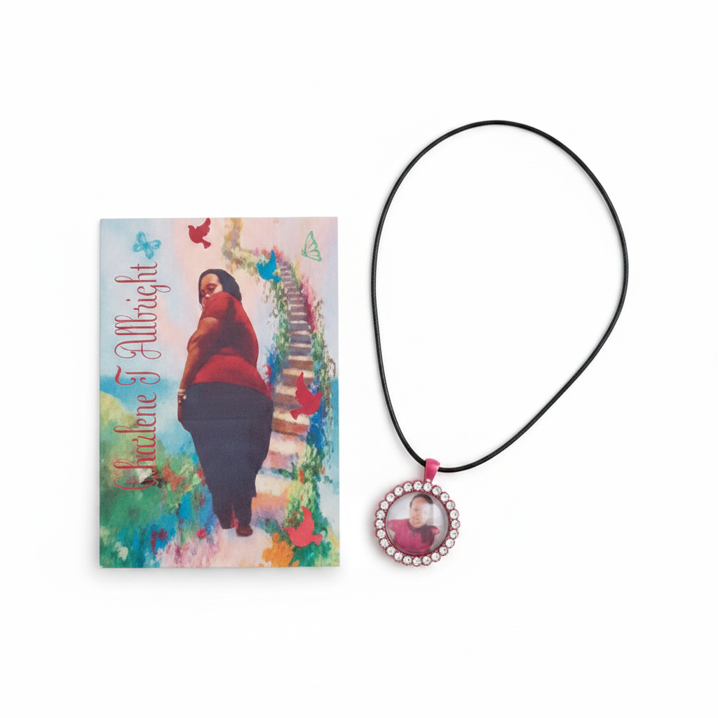 Memorial Necklace Floral White BG