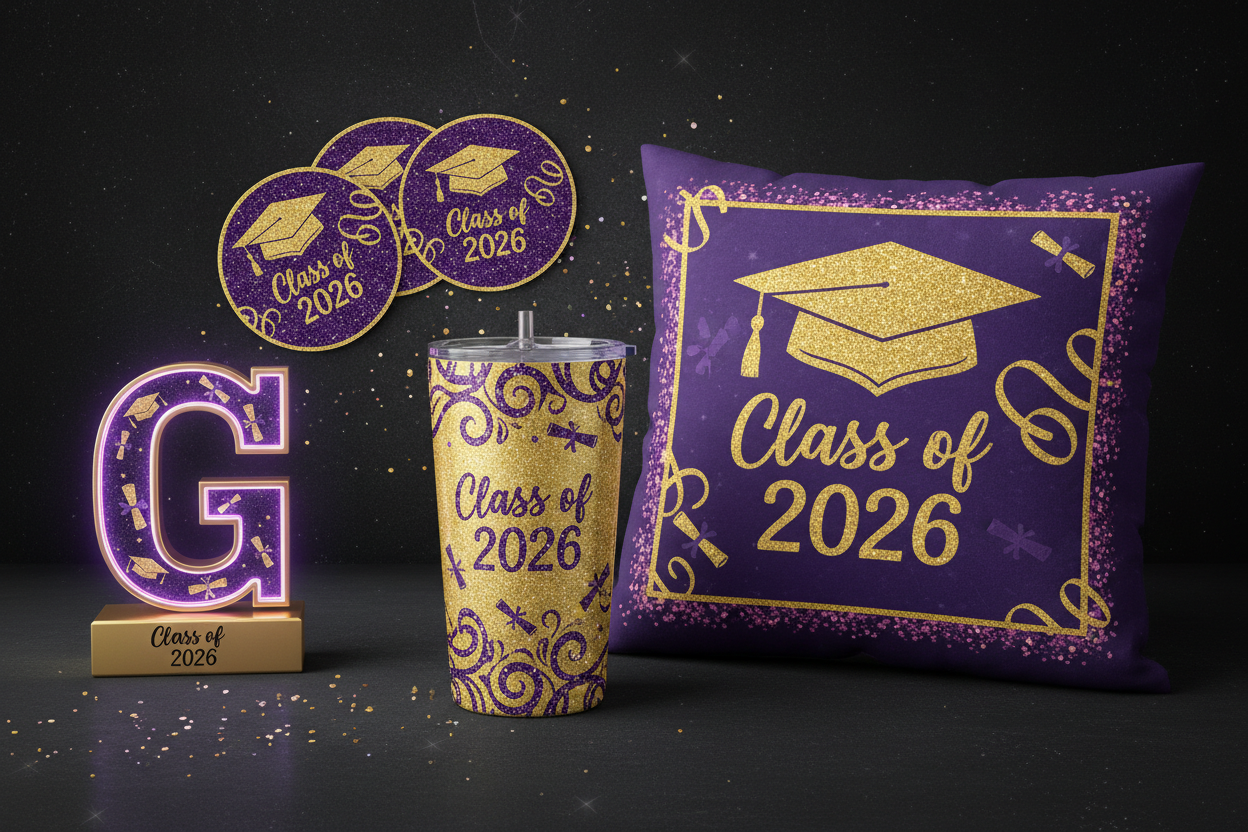 Purple Gold Graduation Set