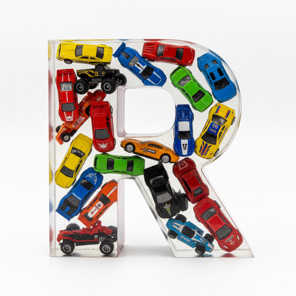 R - Cars Resin Letter