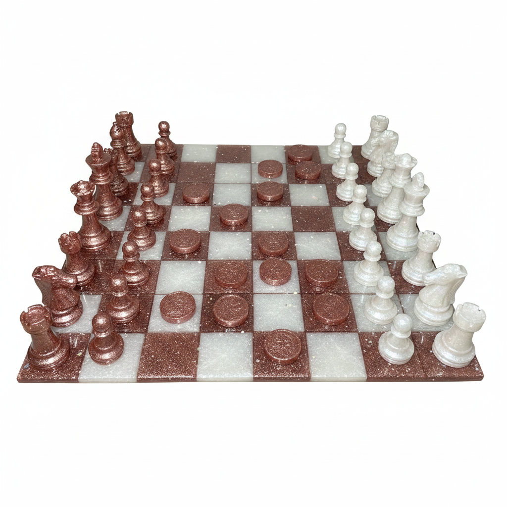Rose Gold White Chess Set
