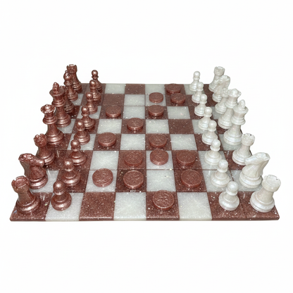 Rose Gold White Chess Set