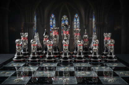 Skull Embedded Translucent Resin Chess Set