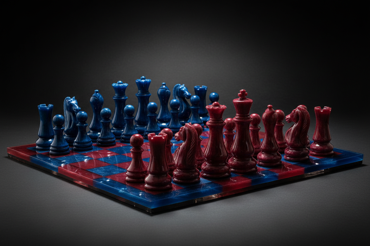 Solid Resin Chess Set with Matching Resin Board