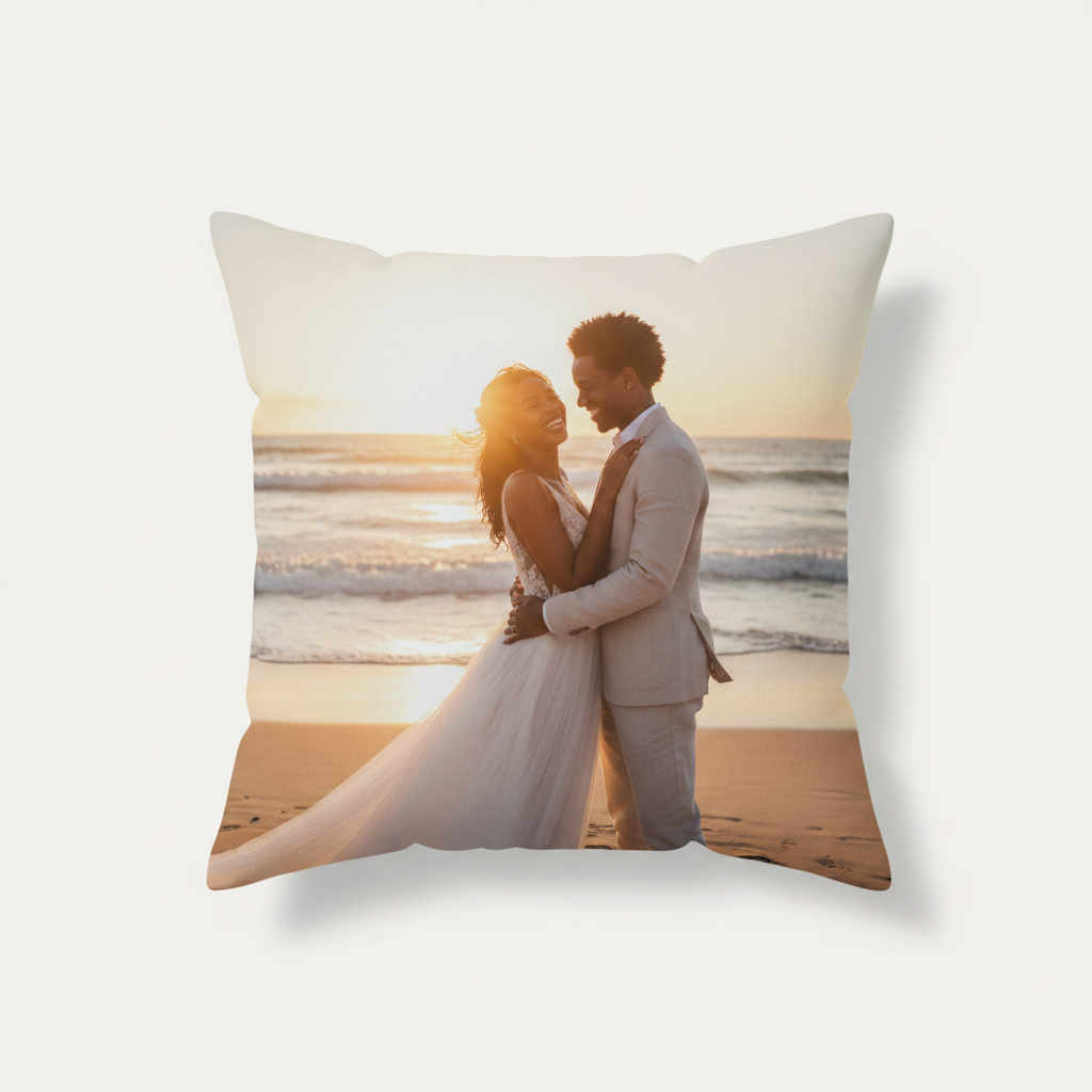 Wedding Photo Pillow - Beach - African American